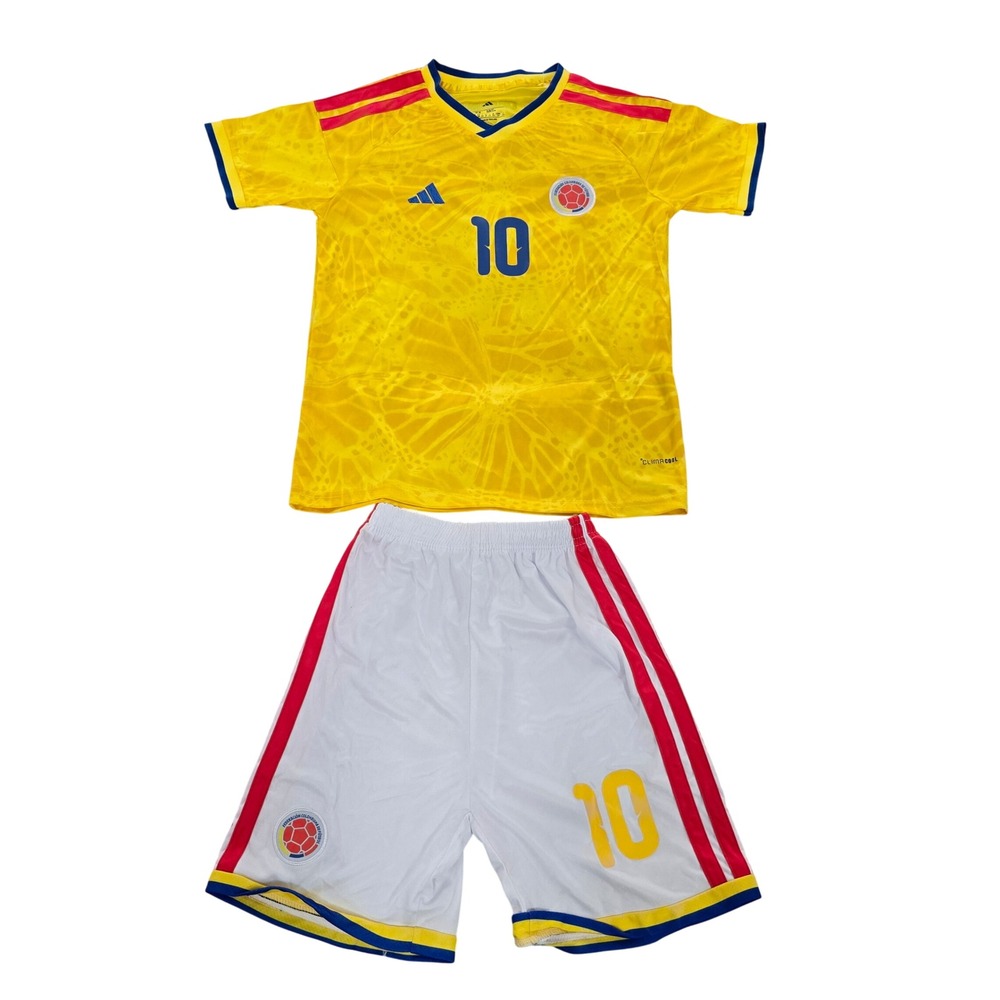 Adidas Colombia James Rodriguez 10 Kids Soccer Jersey and Shorts Kit Yellow 24
